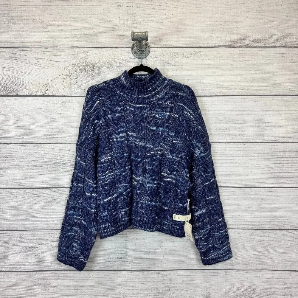 A New Approach Plus Size Blue Thick Knit Mock Neck Sweater Size XXL
